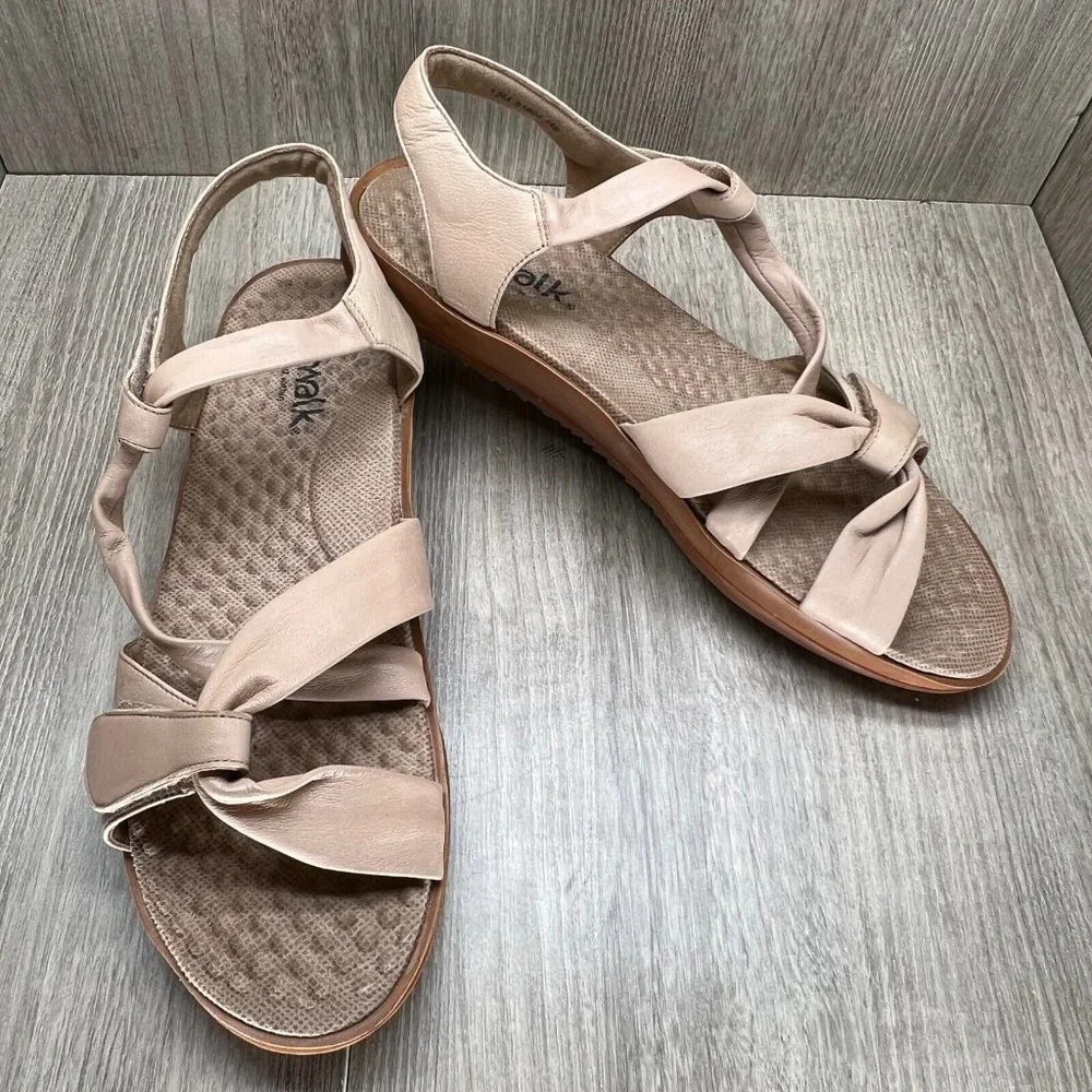 SoftWalk Sandals Womens Size 12M Del Rey Platform Comfort Strappy Leather Beige - Picture 5 of 11